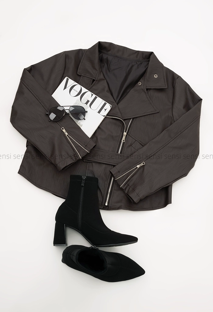 بایکر چرم یقه ایستاده کد1004884